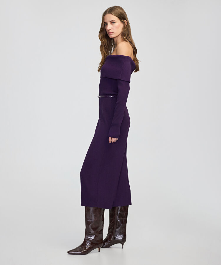 Omzu açık triko elbise — photo 4