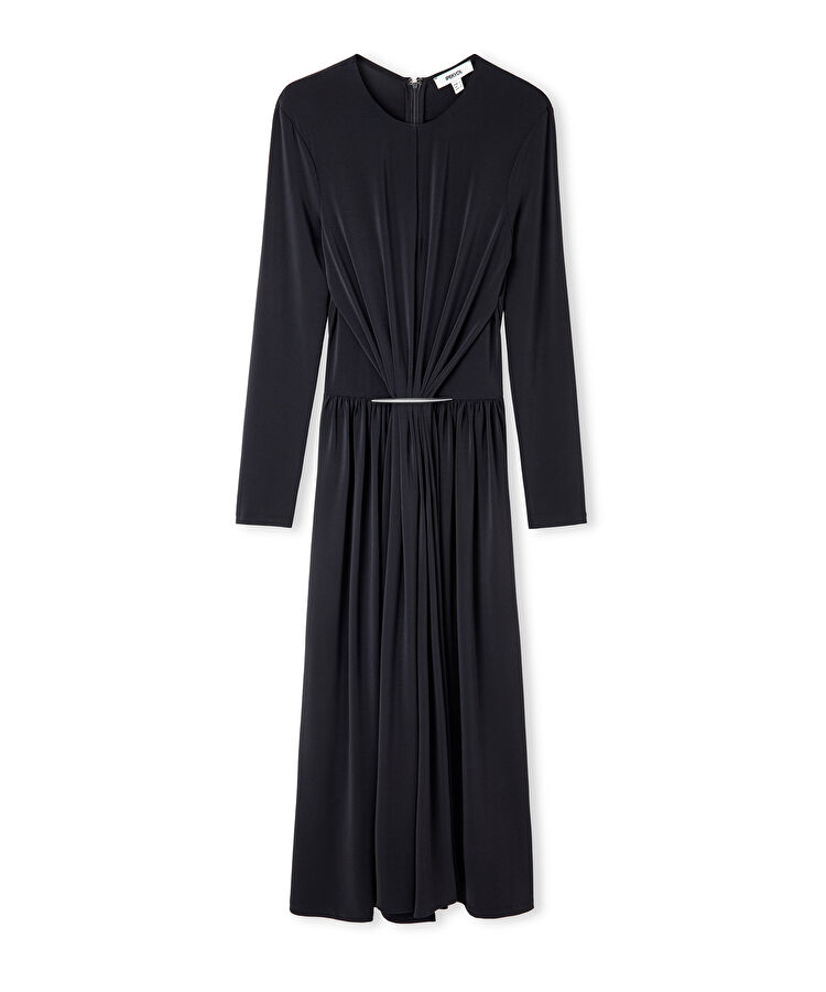 Metal aksesuarlı jarse elbise