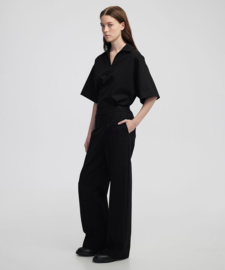 Elastik bel wide leg fit pantolon — photo 4