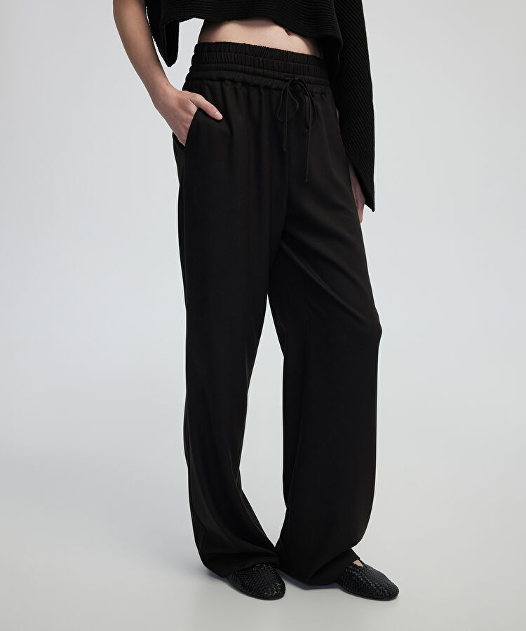 Belden bağlamalı wide leg fit pantolon