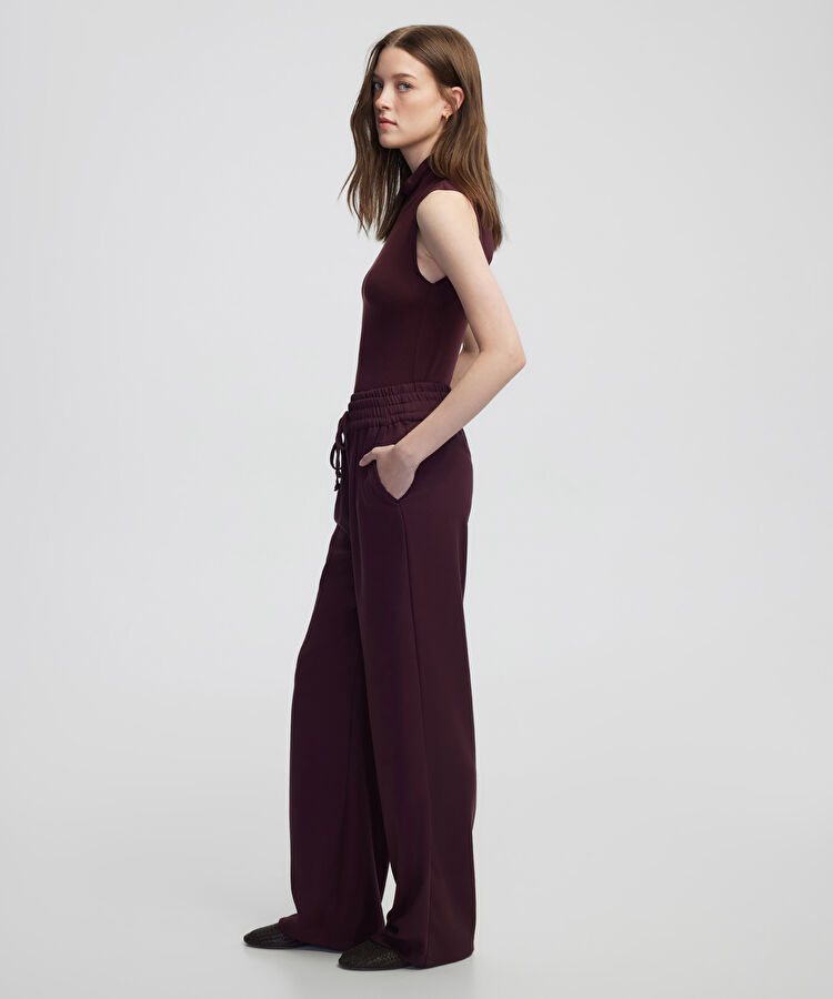 Belden bağlamalı wide leg fit pantolon — photo 3