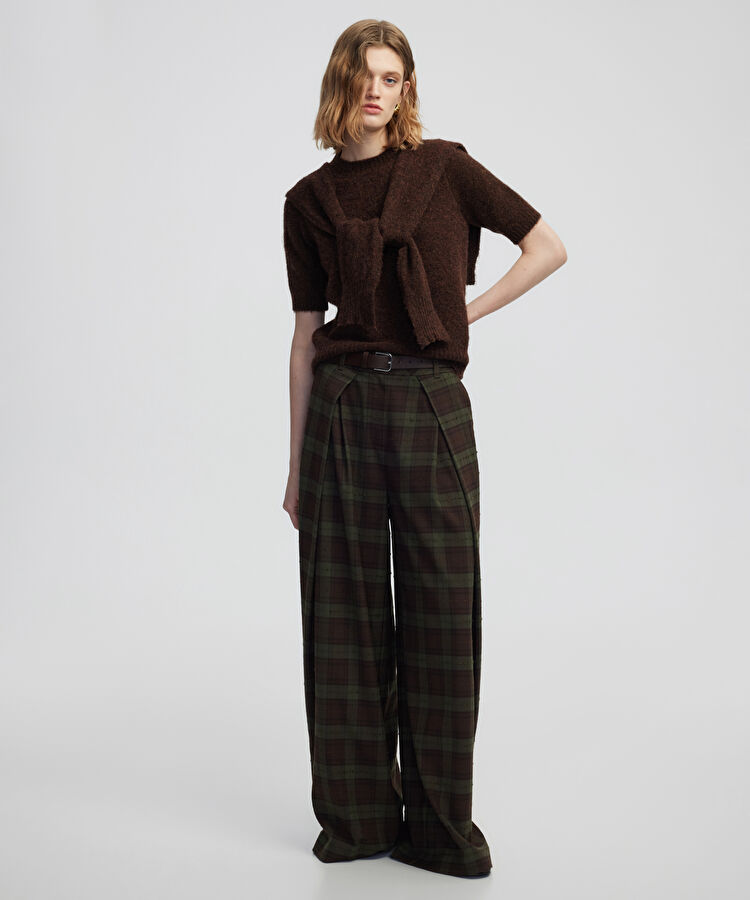 Kemerli ekose desen pantolon — photo 2