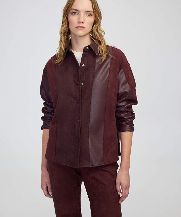 Kumaş mix colorblock gömlek