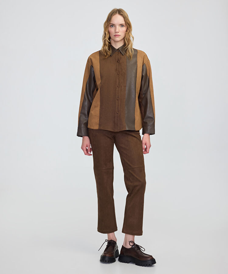 Kumaş mix colorblock gömlek — photo 2