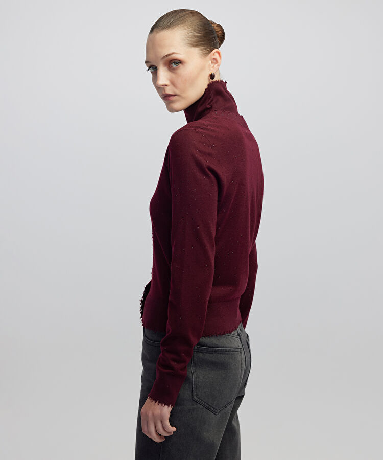 Hotfix baskılı raw edge hırka — photo 3