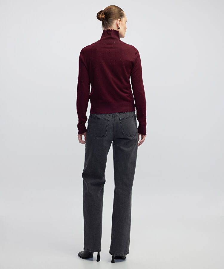 Hotfix baskılı raw edge hırka — photo 4