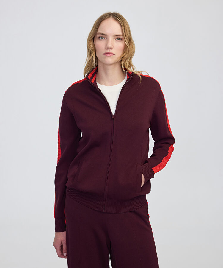 Colorblock fermuarlı triko