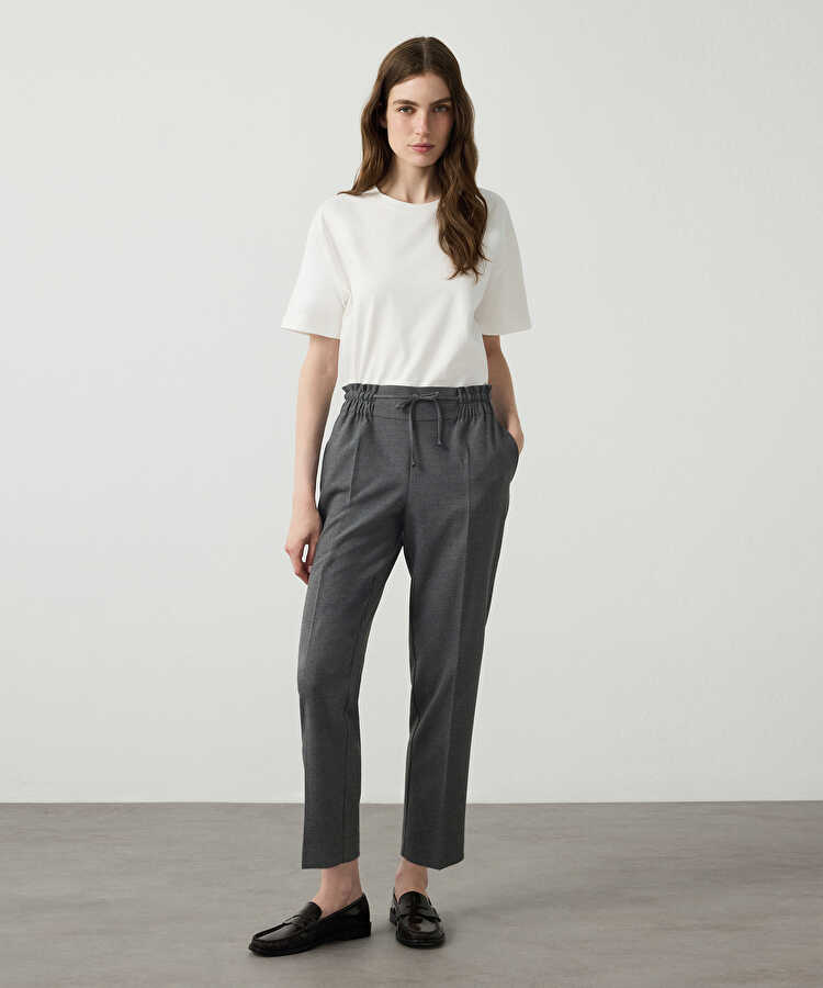 Kuşaklı carrot fit pantolon - IW6260003129036 - Antrasit Pantolon