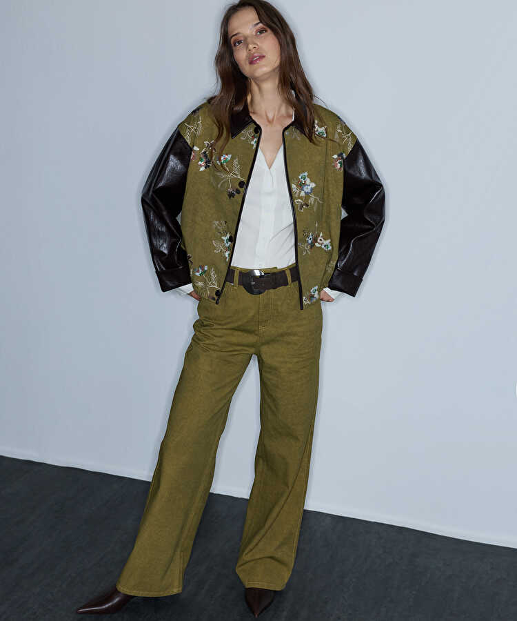 Non denim pantolon - IW6260003204022 - Haki Pantolon