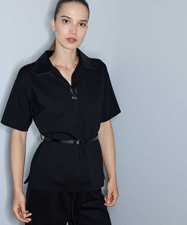 Kemerli bluz - IW6260006129001 - Siyah undefined
