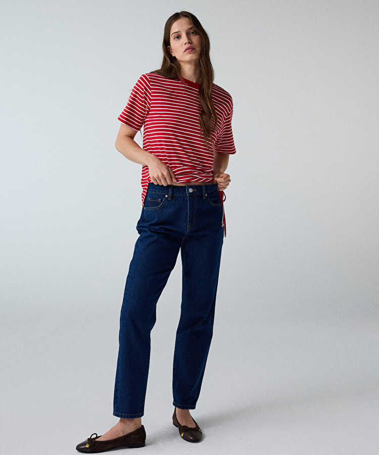 Mom fit jean pantolon - IW6260018009AC7 - Koyu İndigo Jean Pantolon