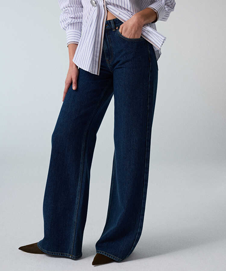 Wide leg jean pantolon  - IW6260018031AC7 - Koyu İndigo Jean Pantolon