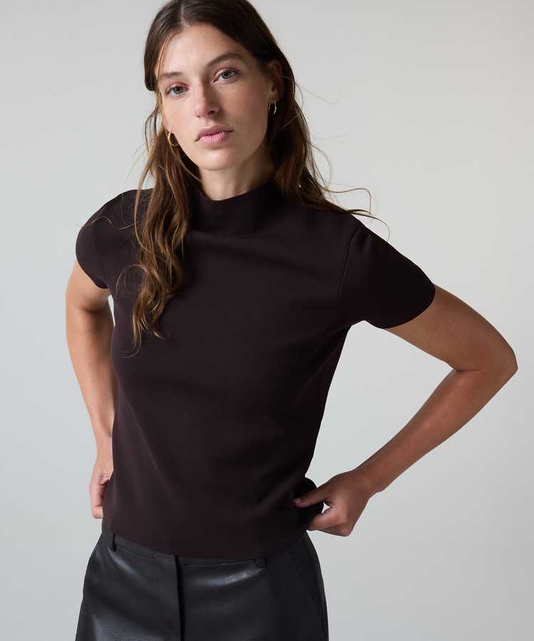 Dik yaka basic triko - IW6260050209074 - Kahverengi Triko