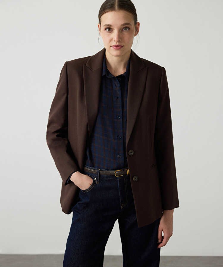 Vatkalı blazer - IW6260106106074 - Kahverengi Blazer