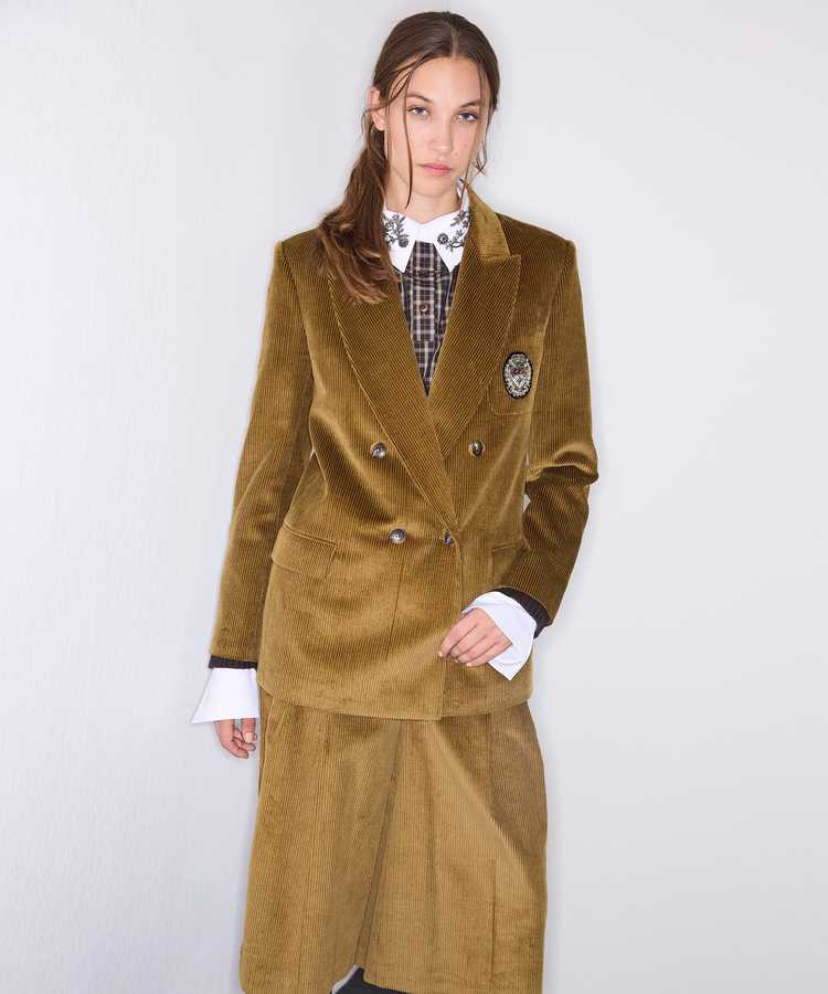 Armalı kadife blazer - IW6260106143022 - Haki Blazer