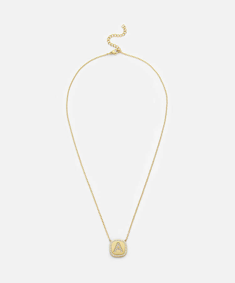 Strass taşlı A harfi kolye - IW6260051005265 - Altın Kolye