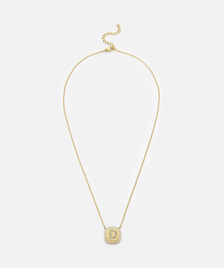 Strass taşlı D harfi kolye - IW6260051008265 - Altın Kolye