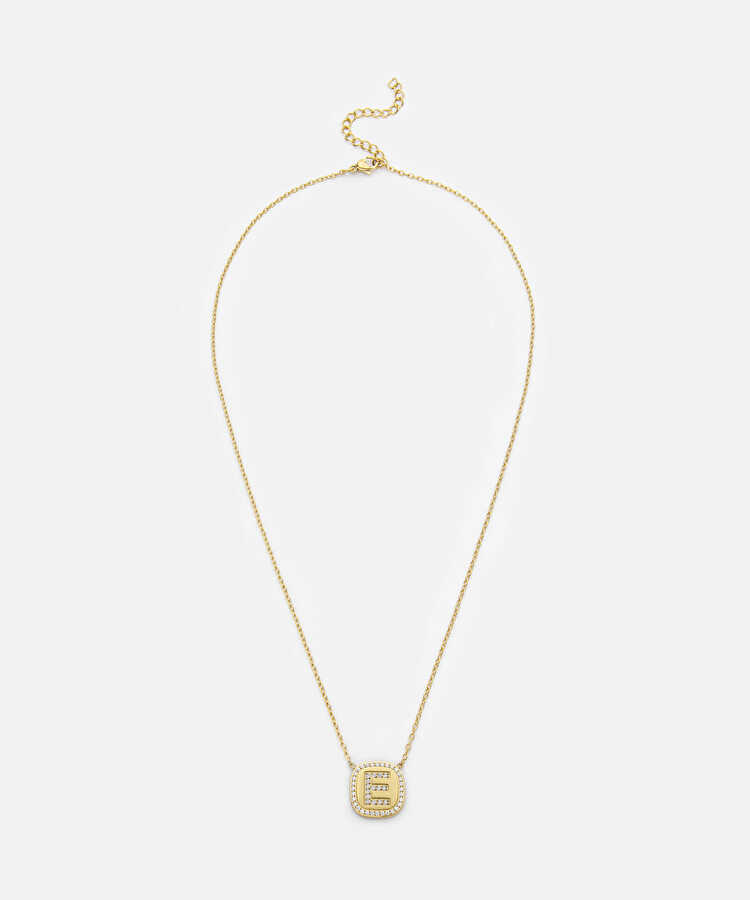 Strass taşlı E harfi kolye - IW6260051009265 - Altın Kolye