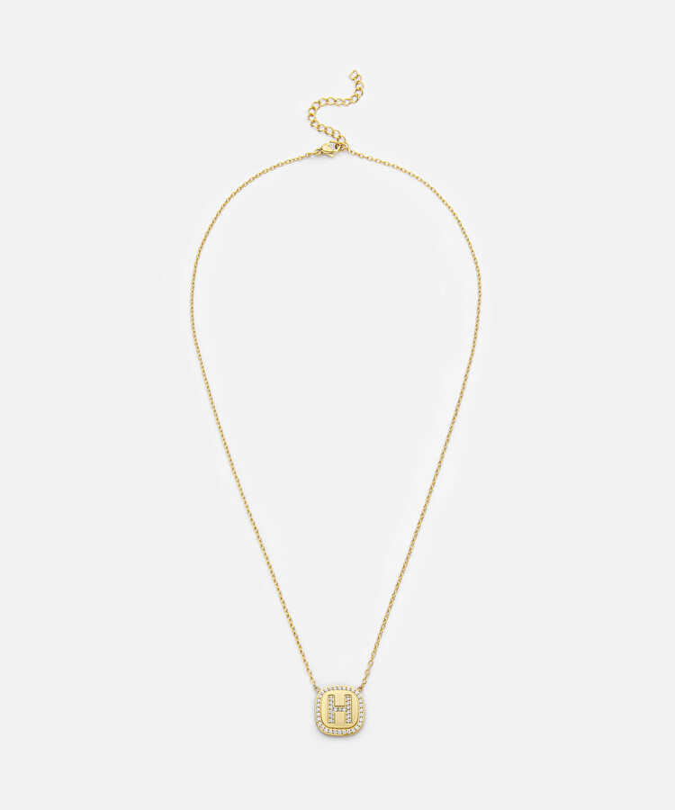 Strass taşlı H harfi kolye - IW6260051010265 - Altın Kolye