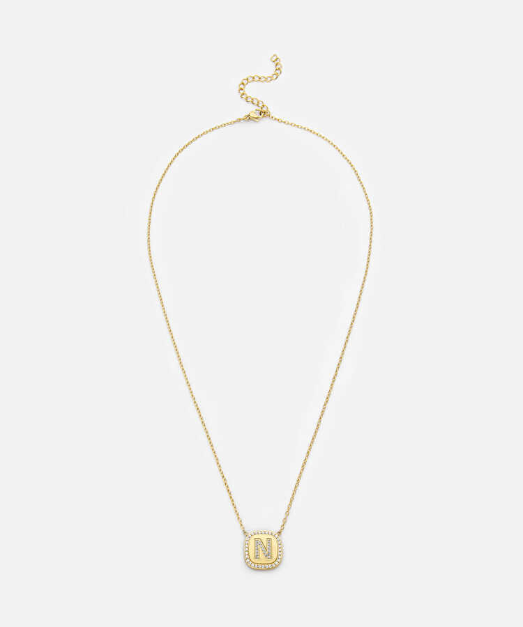 Strass taşlı N harfi kolye - IW6260051058265 - Altın Kolye