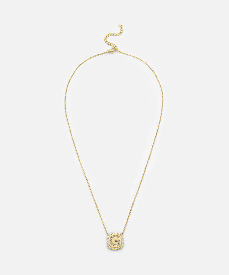 Strass taşlı G harfi kolye - IW6260051062265 - Altın Kolye