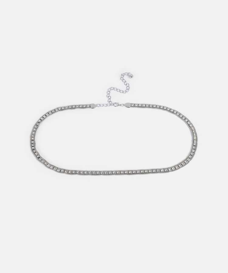 Strass taşlı metal kemer - IW6260053017122 - Gümüş Kemer