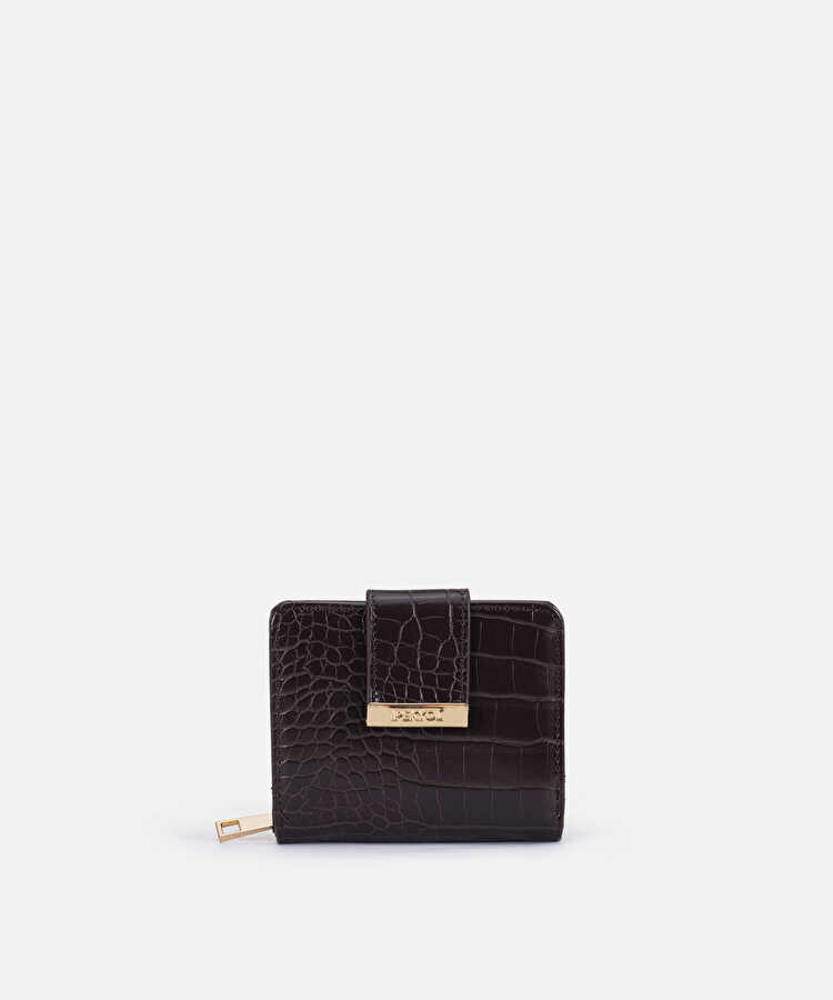 Timsah derisi görünümlü cüzdan - IW6260071001041 - Karamel Cüzdan