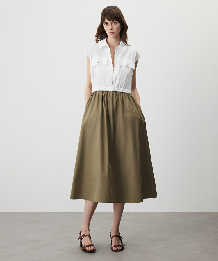 Colorblock çift parça görünüm elbise