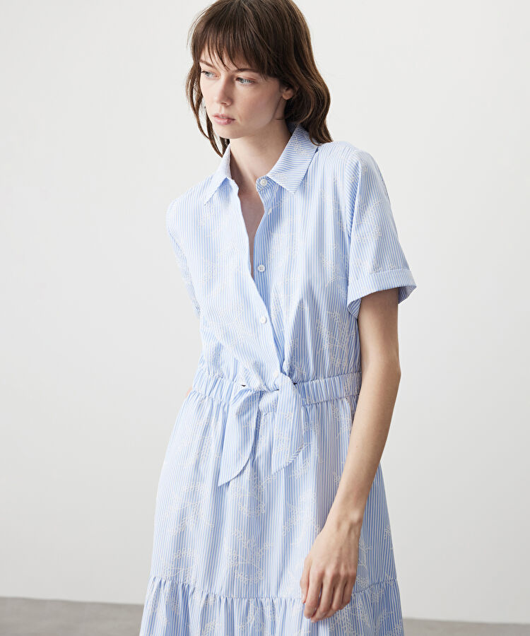 Baskılı çizgi desen elbise — photo 2