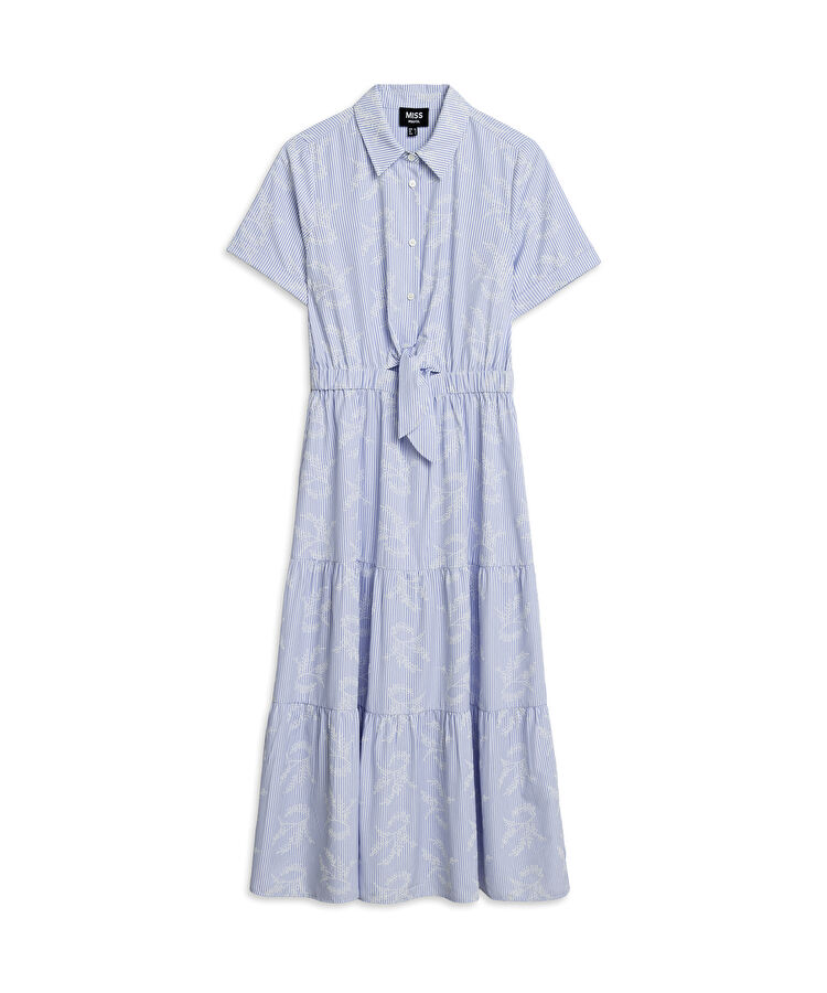 Baskılı çizgi desen elbise