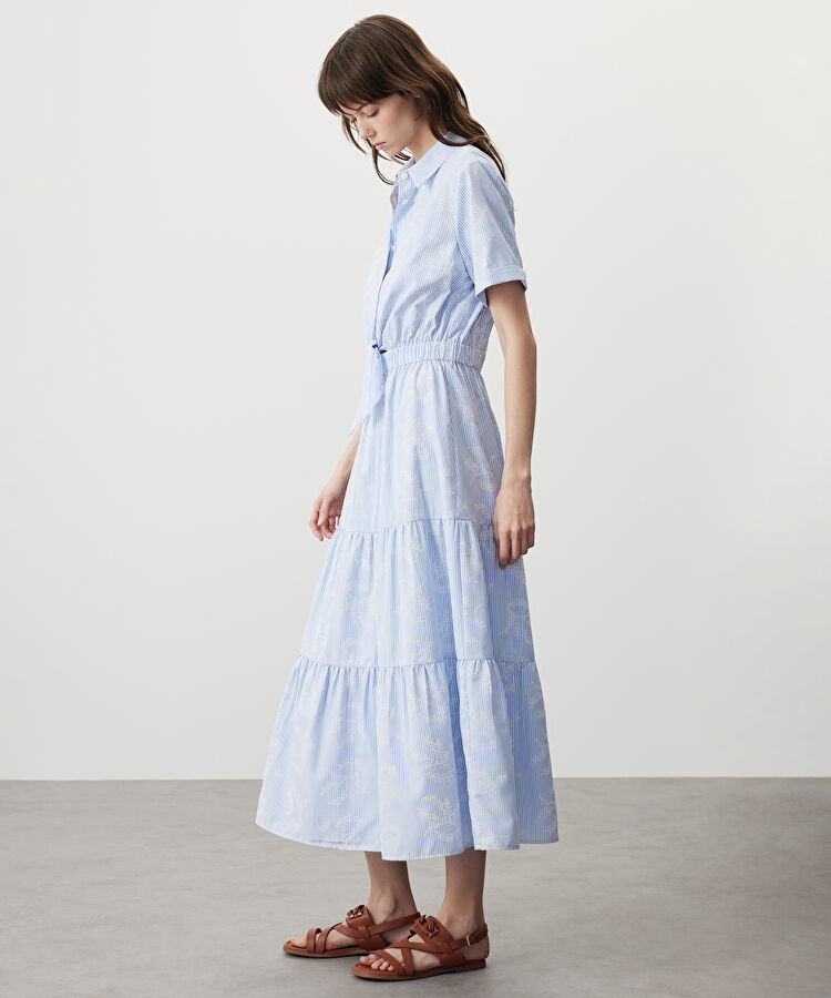 Baskılı çizgi desen elbise — photo 4