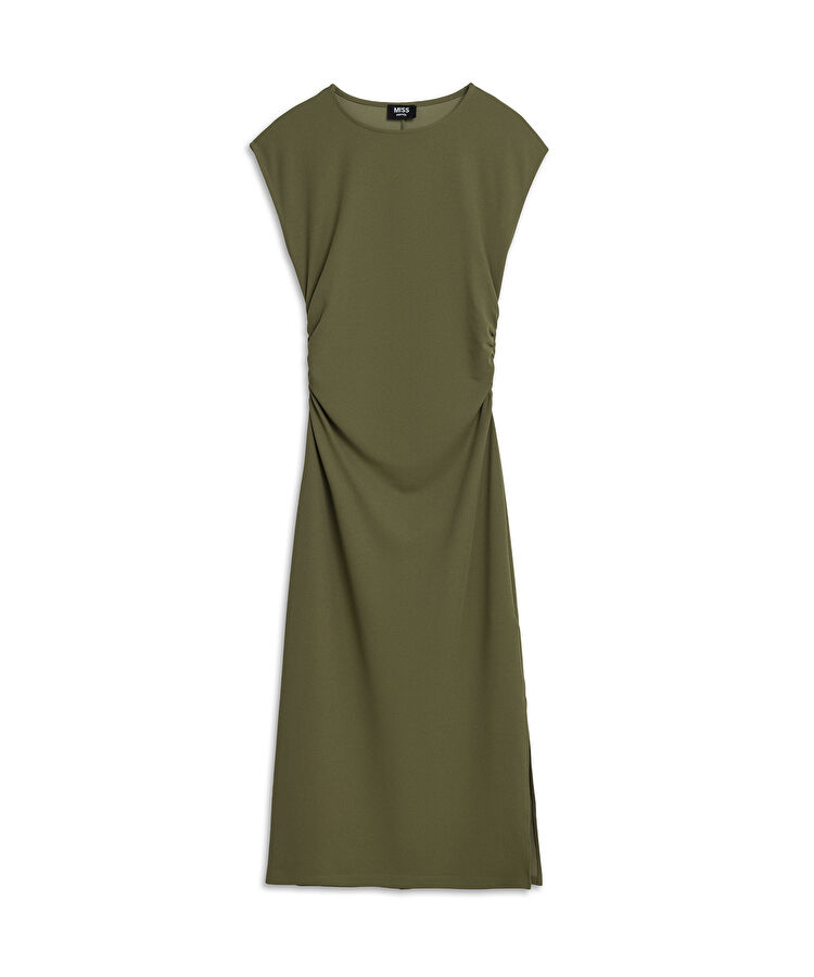 Büzgülü penye elbise — photo 5