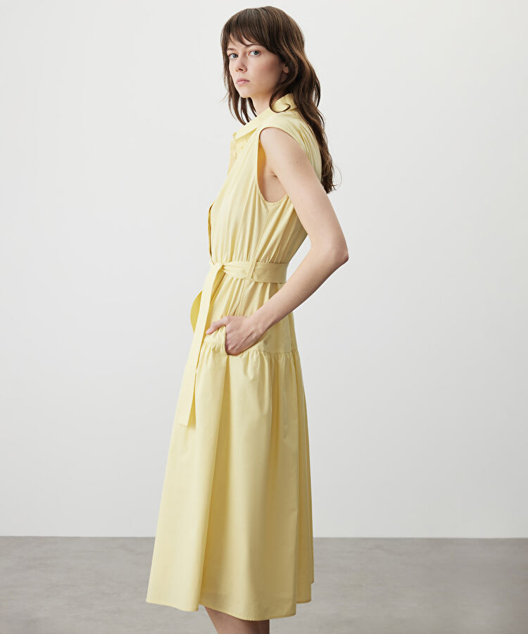 Kuşaklı poplin elbise — photo 3