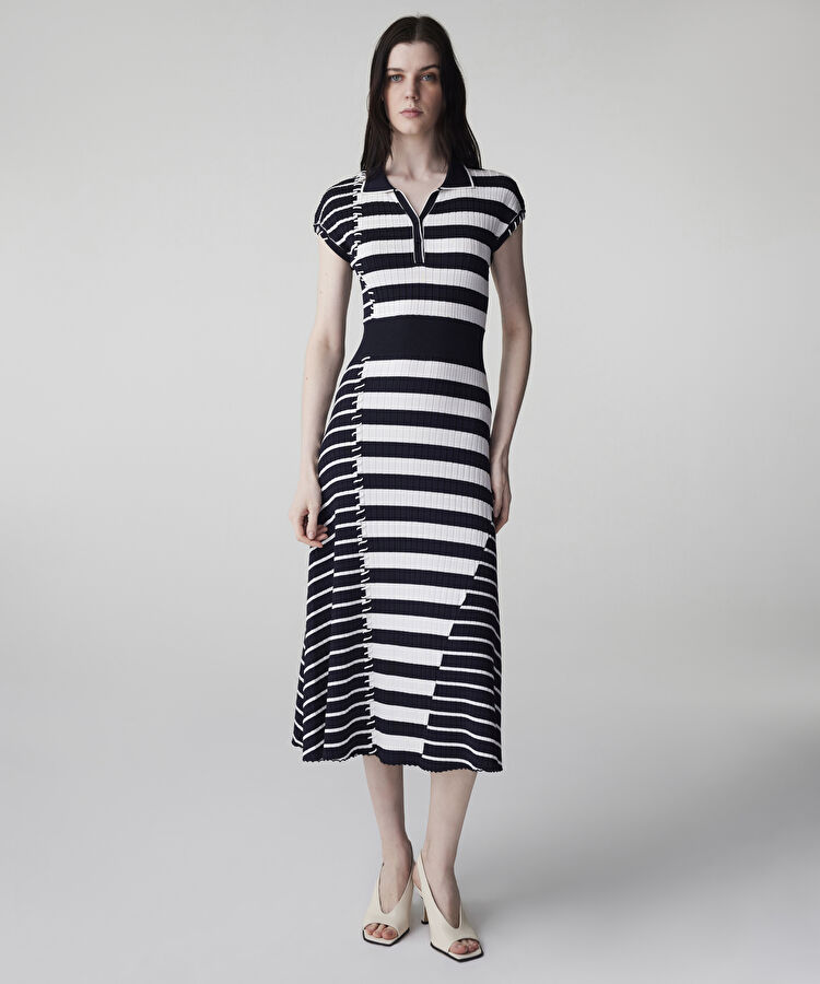 Çizgili triko elbise — photo 3