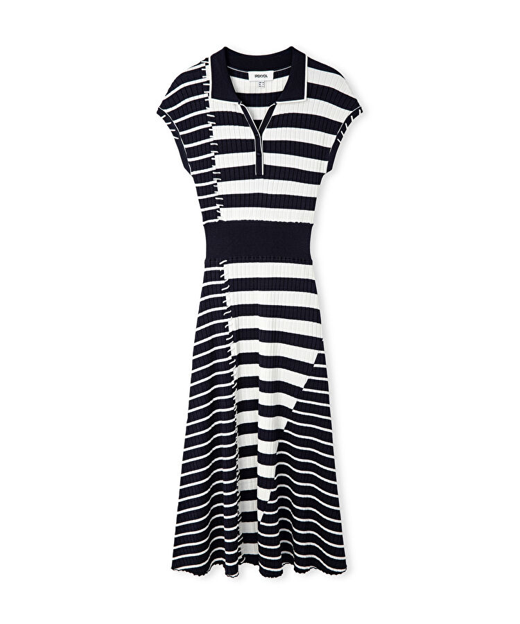 Çizgili triko elbise