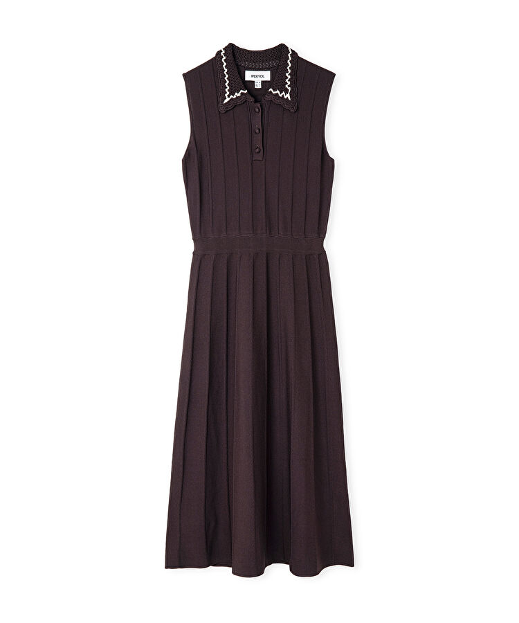 Kontrast yaka triko elbise — photo 5