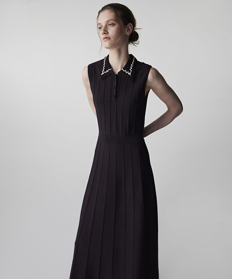 Kontrast yaka triko elbise — photo 2