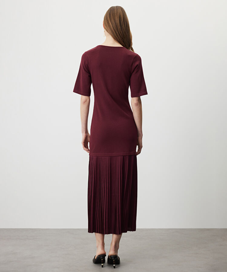 Pileli kumaş mix elbise — photo 5