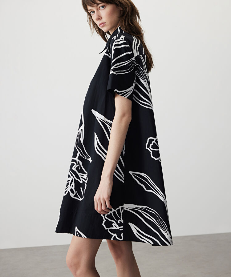 Desenli poplin elbise — photo 5