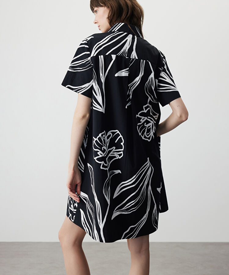 Desenli poplin elbise — photo 4