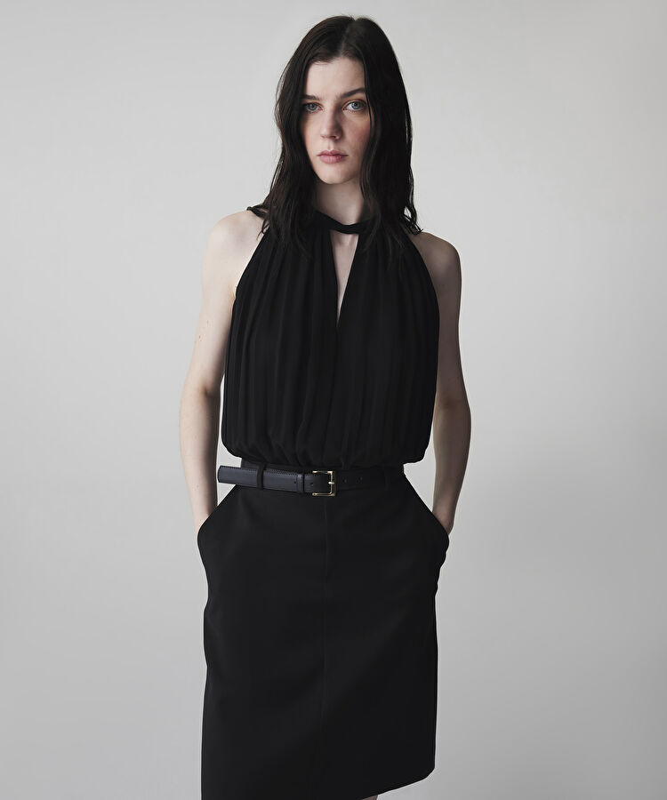 Kemerli çift parça görünüm elbise — photo 3