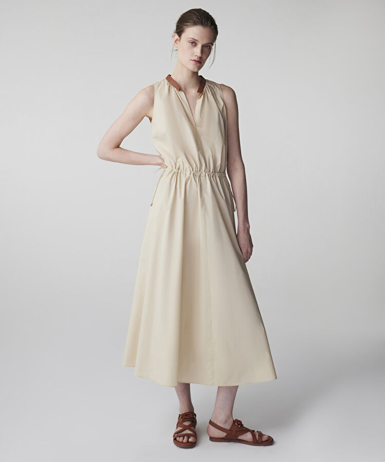 Kontrast yaka poplin elbise — photo 3