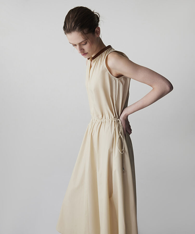 Kontrast yaka poplin elbise — photo 4