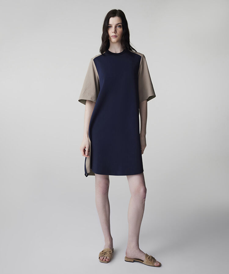 Colorblock kumaş mix elbise