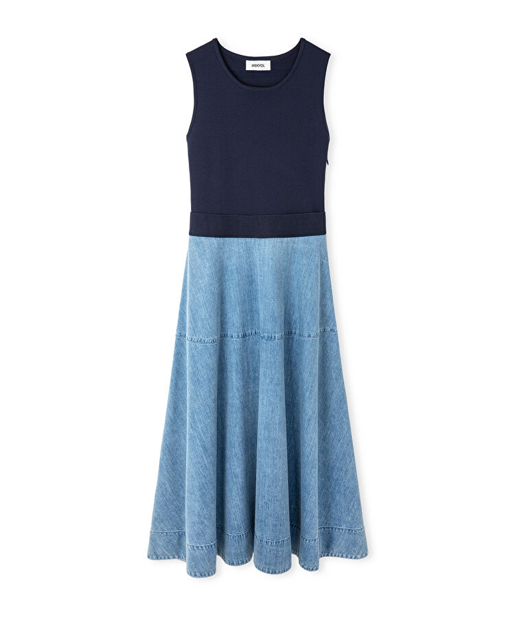 Denim mix elbise — photo 2