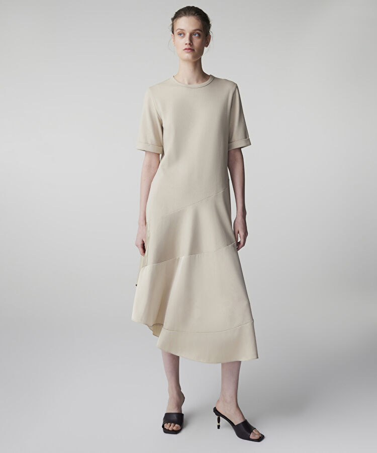 Kumaş mix asimetrik elbise — photo 3