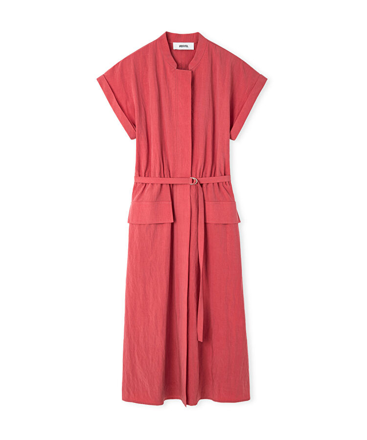 İnce kuşaklı gömlek elbise