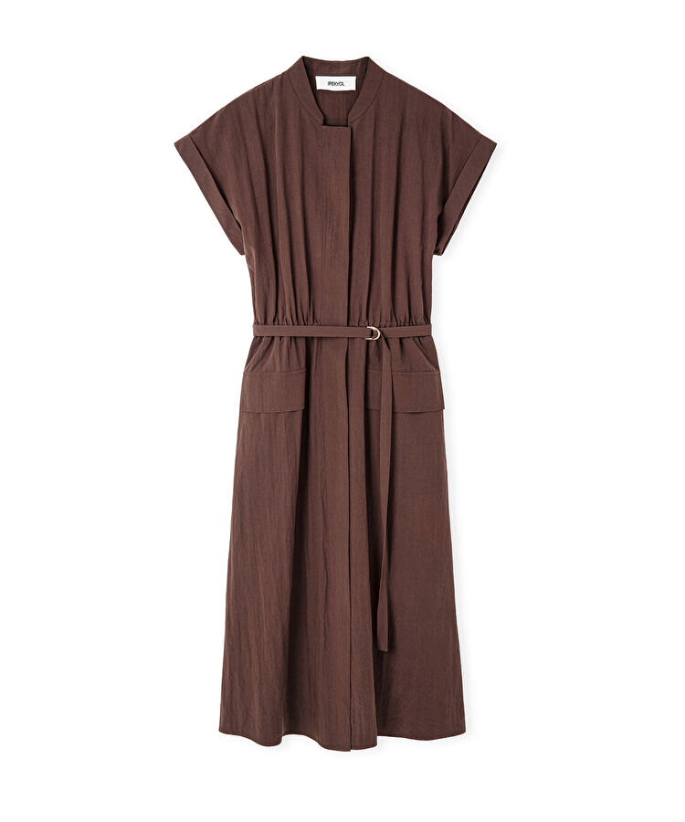 İnce kuşaklı gömlek elbise — photo 3