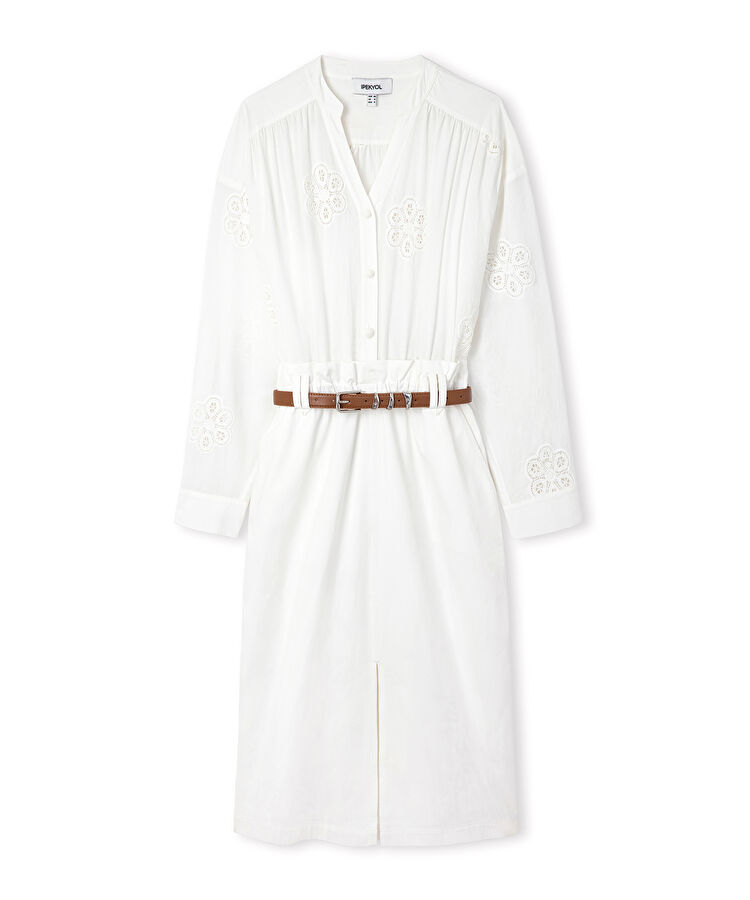 Kemerli çift parça görünüm elbise