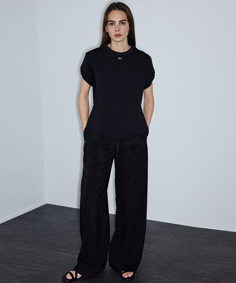 Jakarlı wide leg pantolon — photo 2